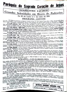 Panfleto Solenidade ao Padroeiro 1984